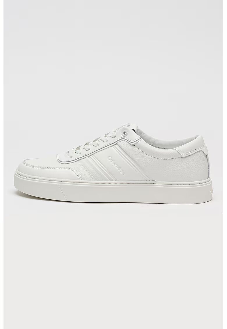 Calvin Klein Pantofi sport low-cut de piele - Alb optic