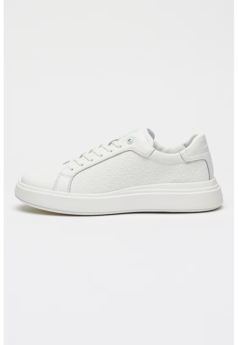 Calvin Klein Pantofi sport low-cut de piele cu aspect masiv si monograma - Alb