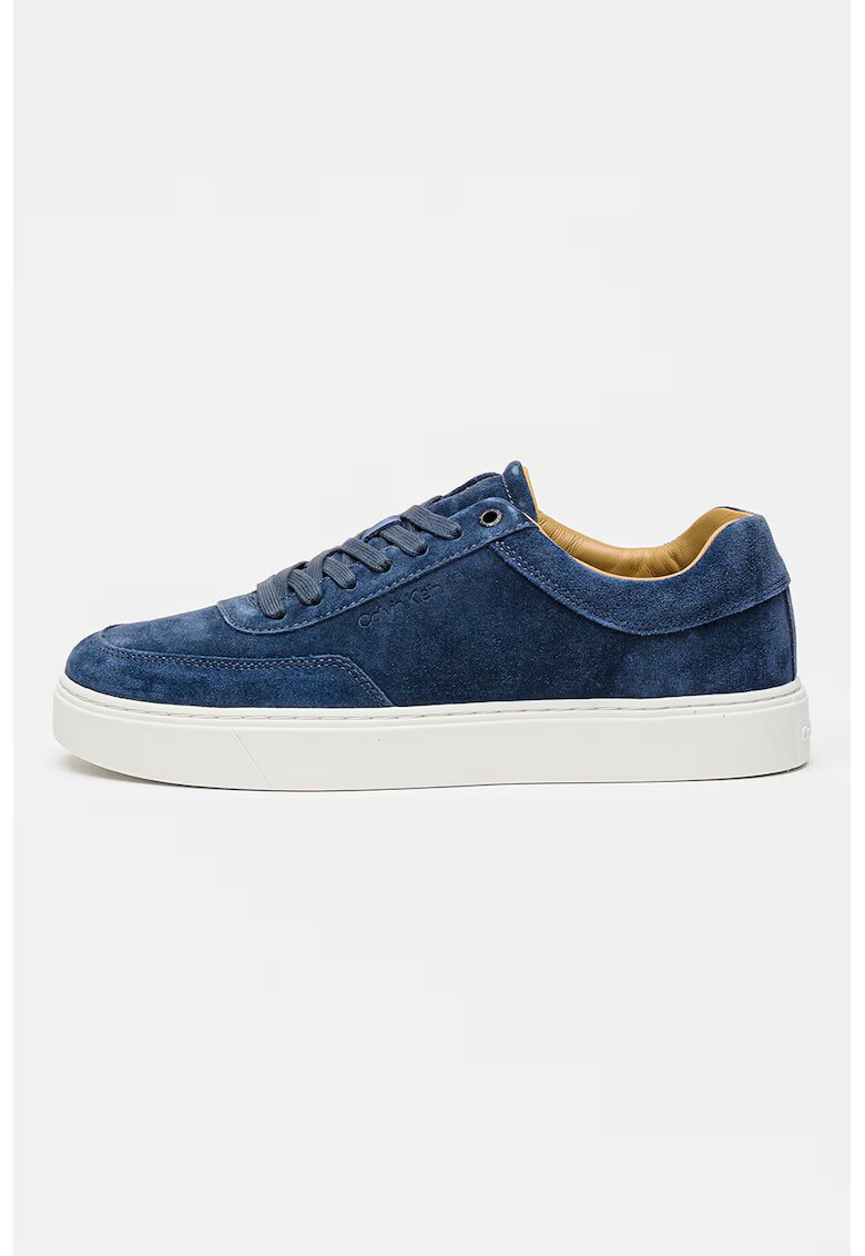 Calvin Klein Pantofi sport low-cut de piele cu sireturi - Bleumarin