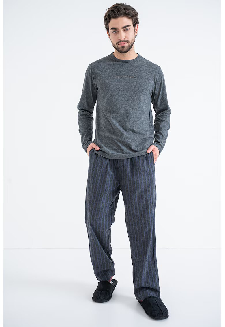Calvin Klein Pijama relaxed fit de bumbac - Gri inchis melange