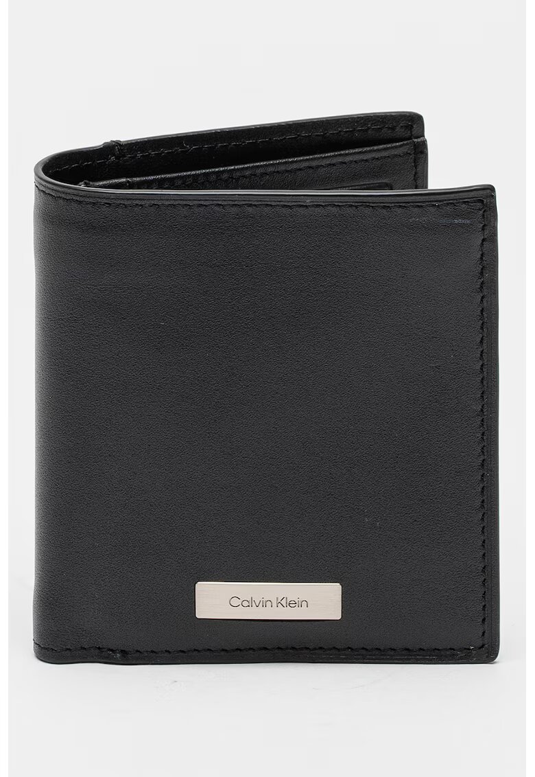 Calvin Klein Poretofel de piele cu logo - Negru