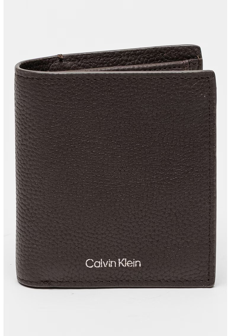 Calvin Klein portofel de piele cu logo - Maro inchis