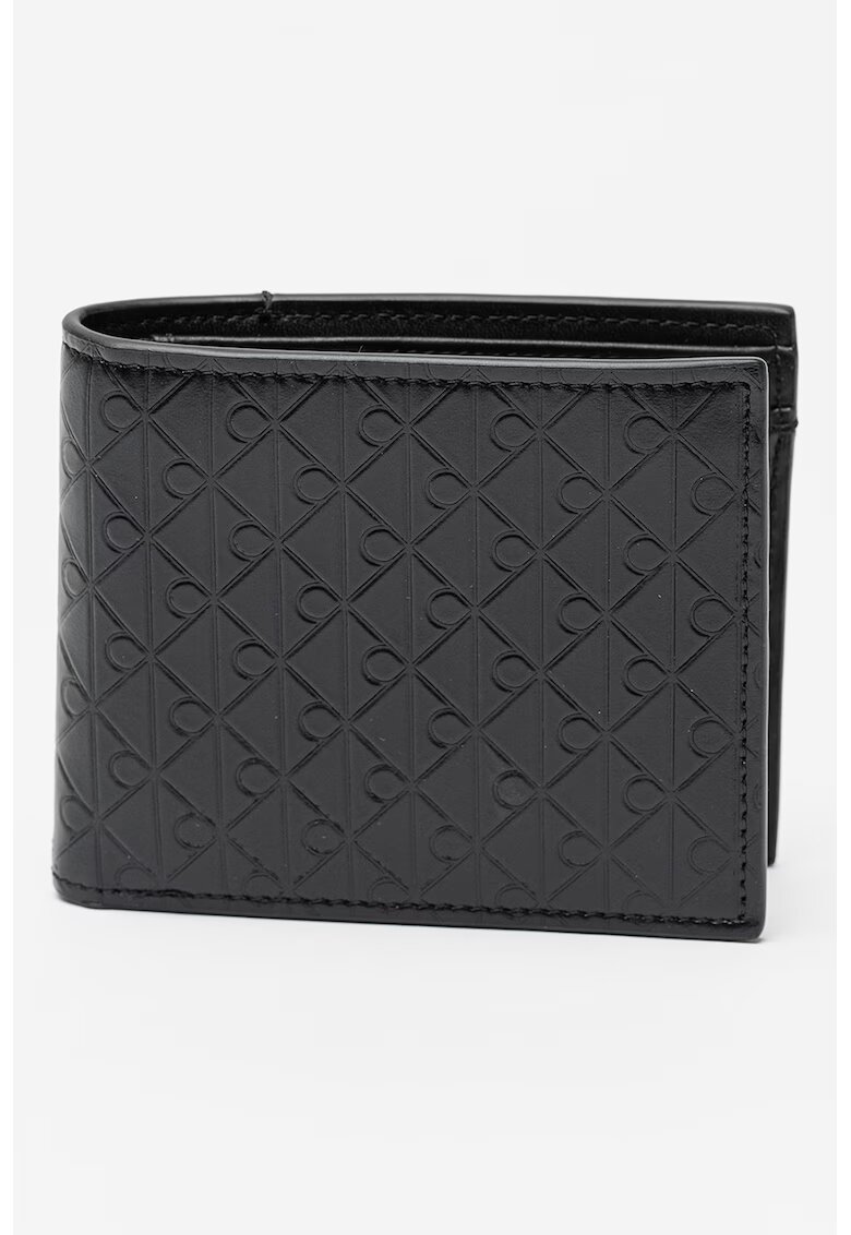 Calvin Klein Portofel pliabil de piele cu aspect texturat - Negru