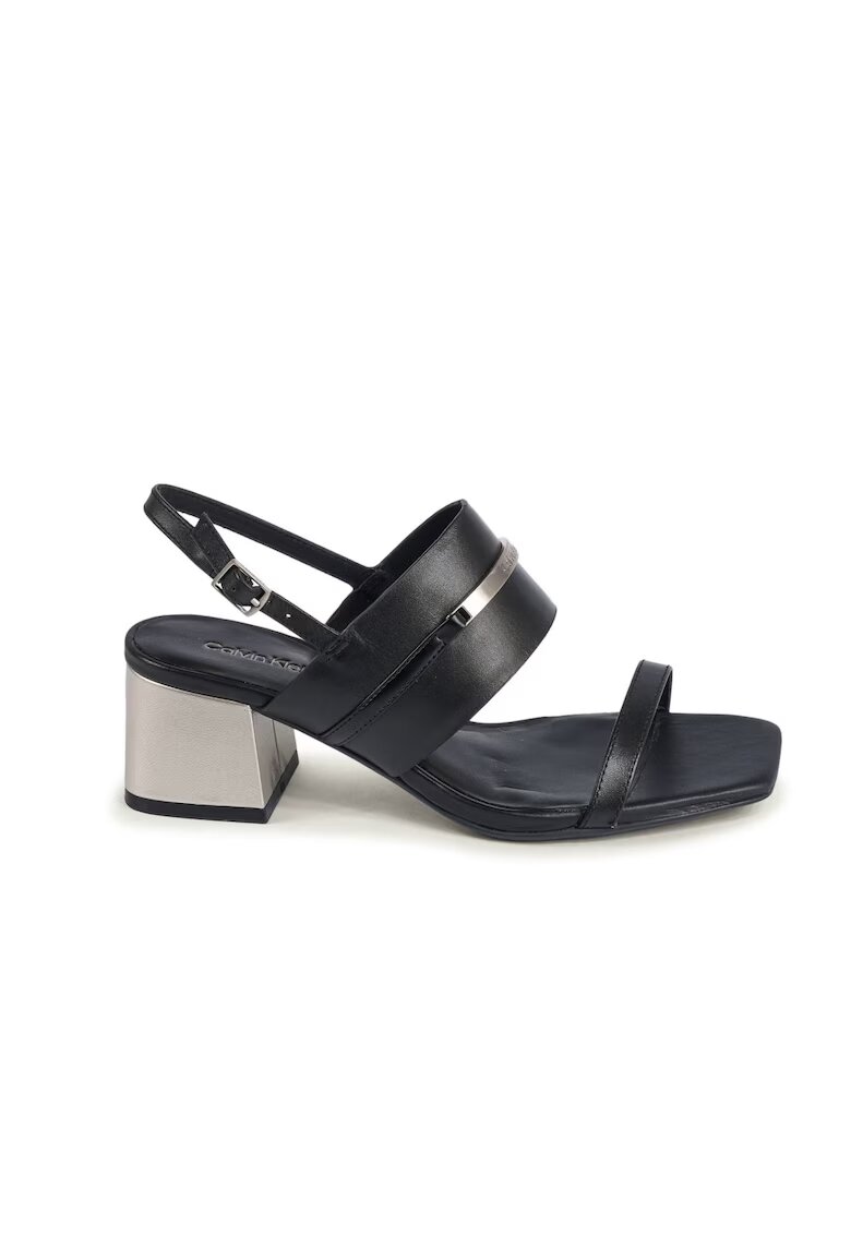 Calvin Klein Sandale Heel Sandal 45 Met Bar Lth HW0HW02012 - Negru
