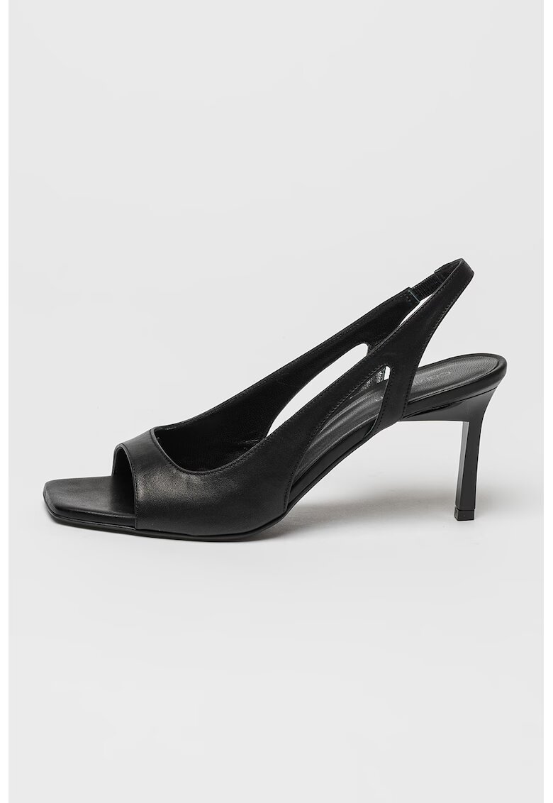 Calvin Klein Sandale slingback de piele cu toc stiletto - Negru