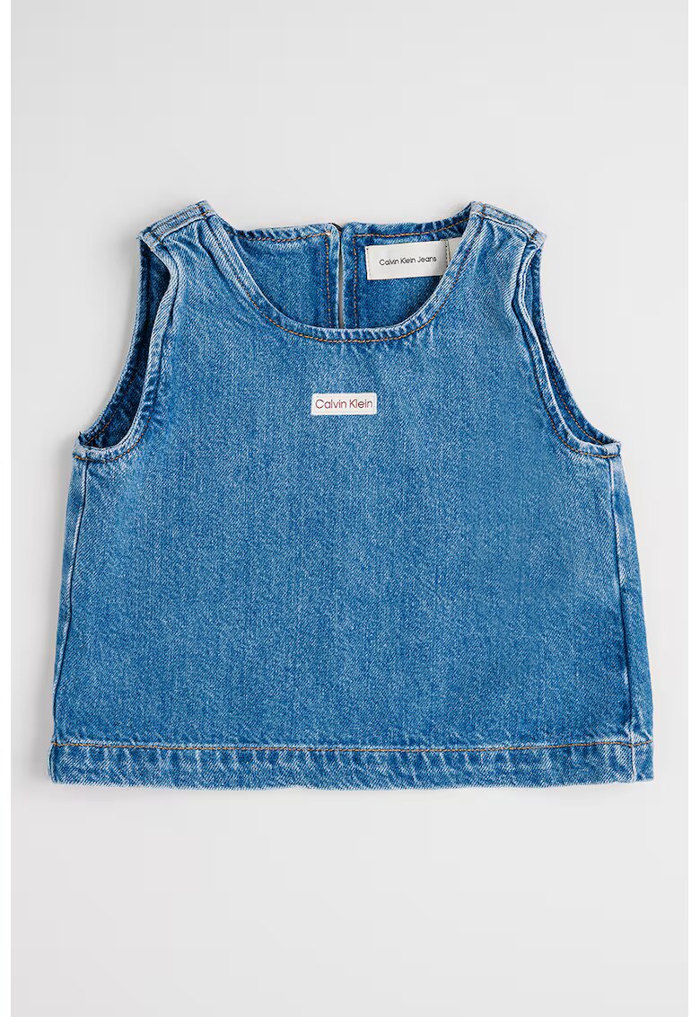 Calvin Klein Top din denim si amestec de lyocell - Albastru petrol