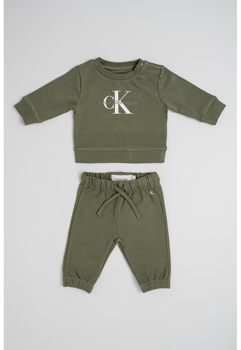 Calvin Klein Trening din amestec de bumbac organic cu logo - Verde aquamarin/Alb murdar
