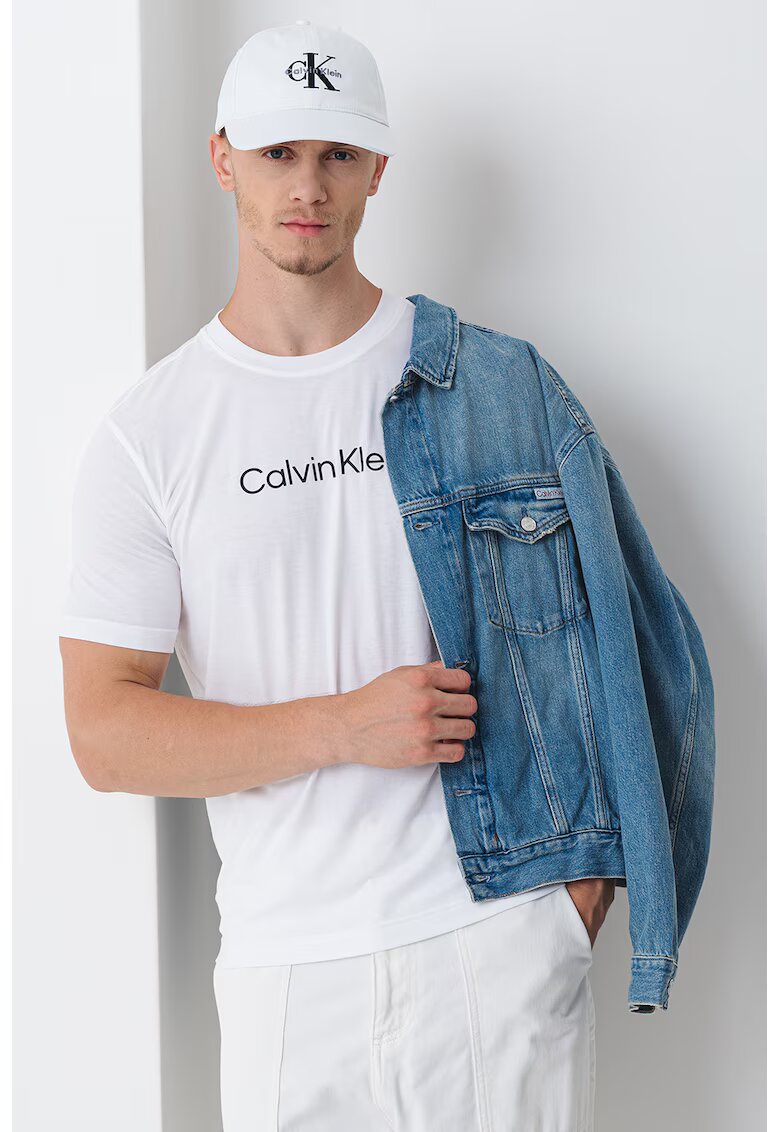 Calvin Klein Tricou cu decolteu la baza gatului pentru antrenament - Negru/Alb optic