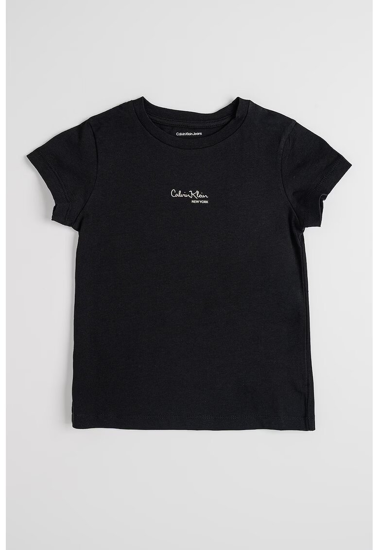 Calvin Klein Tricou cu decolteu la baza gatului si imprimeu logo - Negru