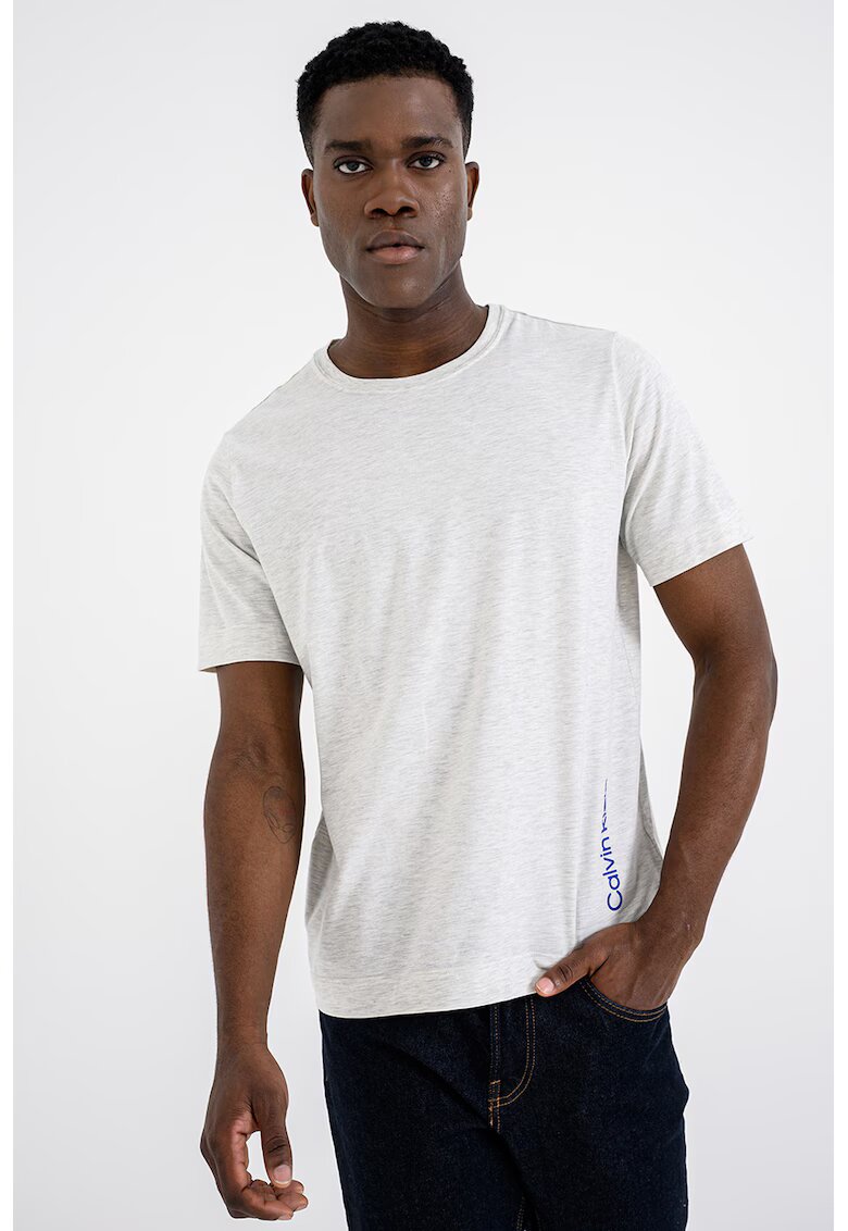 Calvin Klein Tricou cu tehnologie uscare rapida si decolteu rotund - pentru fitness - Gri deschis melange