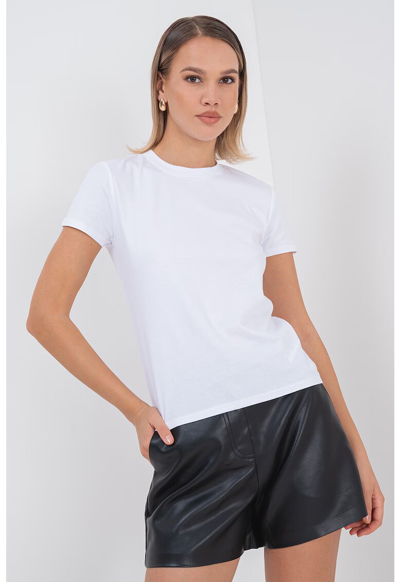 Calvin Klein Tricou de bumbac cu decolteu la baza gatului - Alb