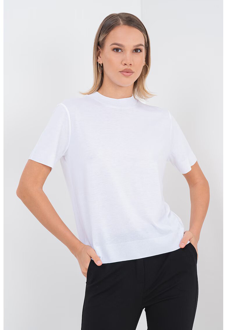 Calvin Klein Tricou din amestec de lyocell cu decolteu la baza gatului - Alb