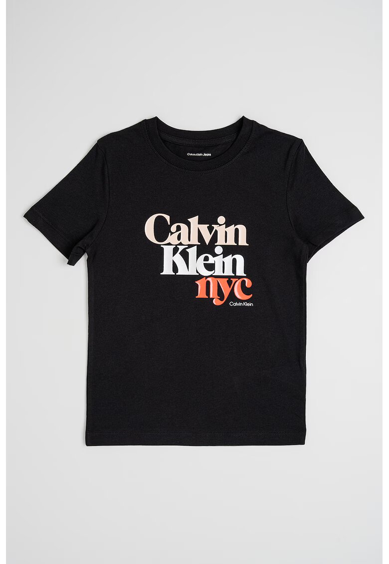 Calvin Klein Tricou regular fit cu imprimeu logo - Negru/Coral/Piersica