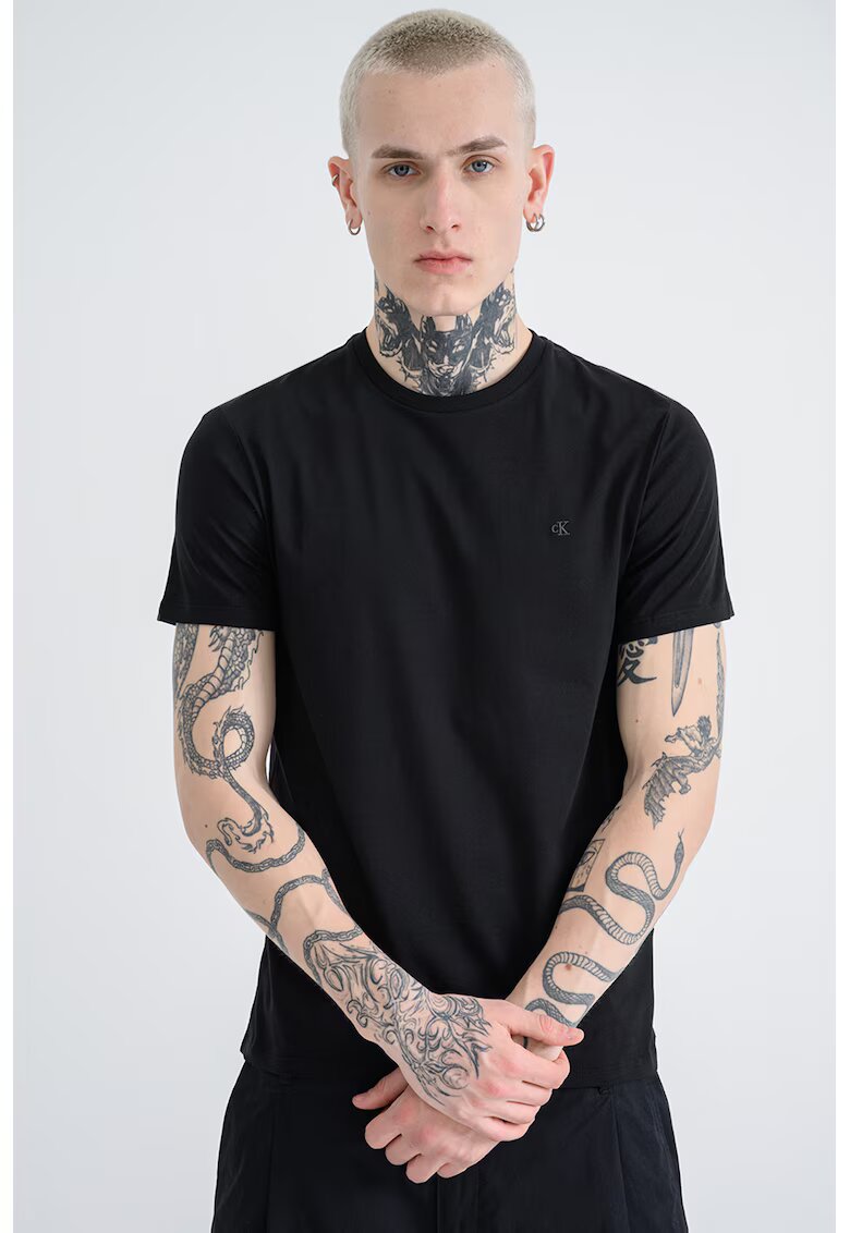 Calvin Klein Tricou uni cu decolteu la baza gatului - Negru