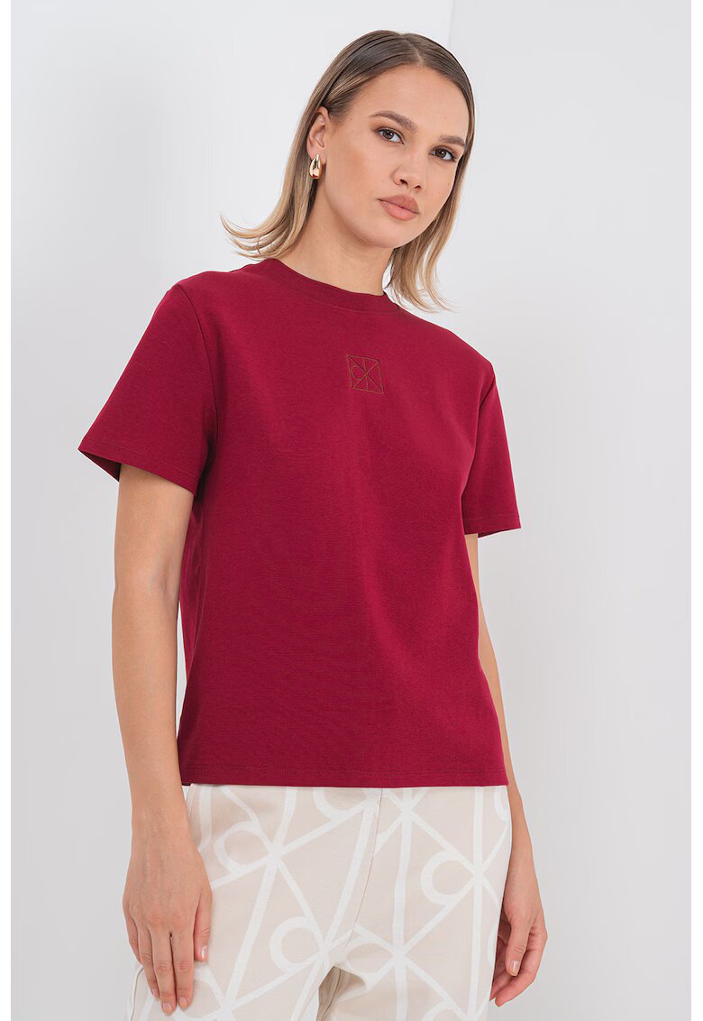 Calvin Klein Tricou uni cu decolteu la baza gatului - Visiniu
