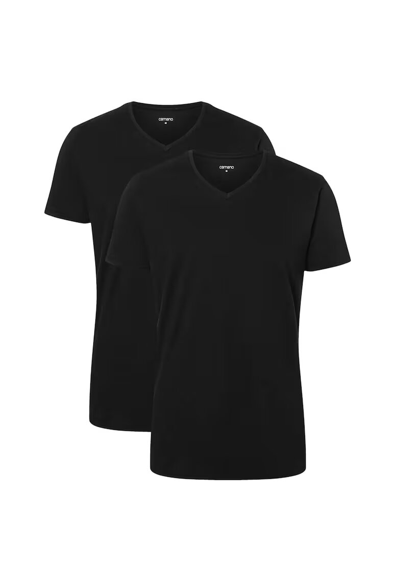 Camano Set de tricouri cu decolteu in V - 2 piese - Negru