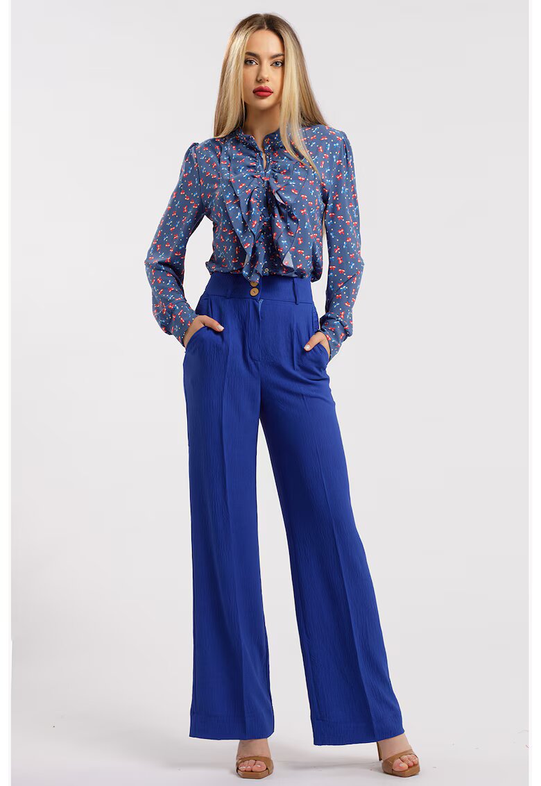 CAMISSI Pantaloni drepti cu talie inalta - Albastru royal