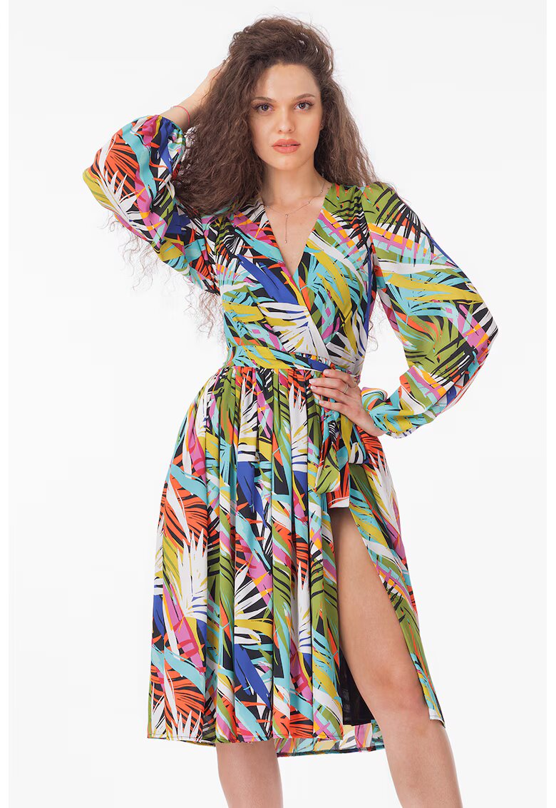 CAMISSI Rochie evazata cu slit lateral - Multicolor