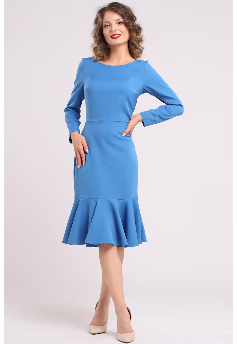 CAMISSI Rochie midi cu terminatie cu volane - Albastru royal