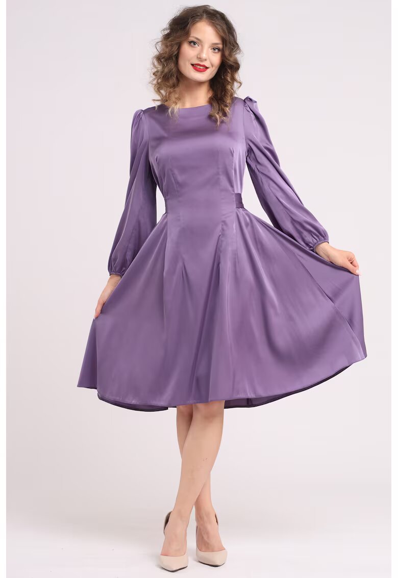 CAMISSI Rochie midi din matase cu croiala evazata - Violet prafuit
