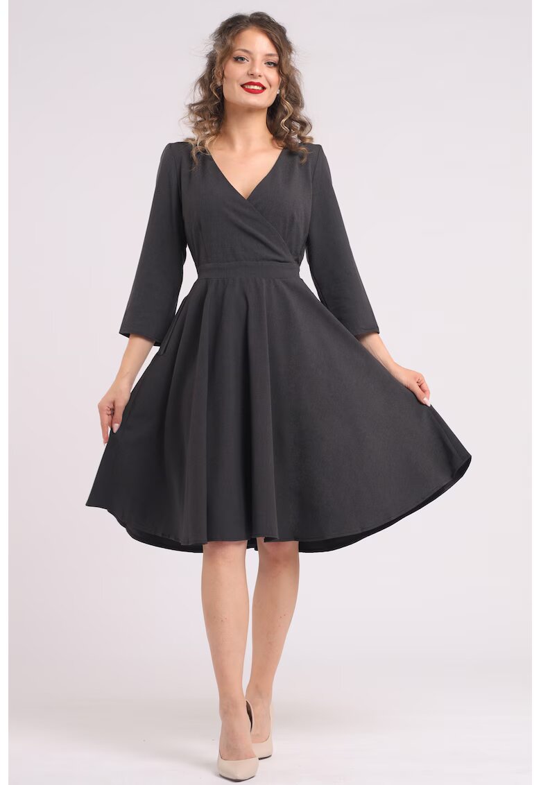 CAMISSI Rochie mini cu croiala in A si buzunare - Gri antracit