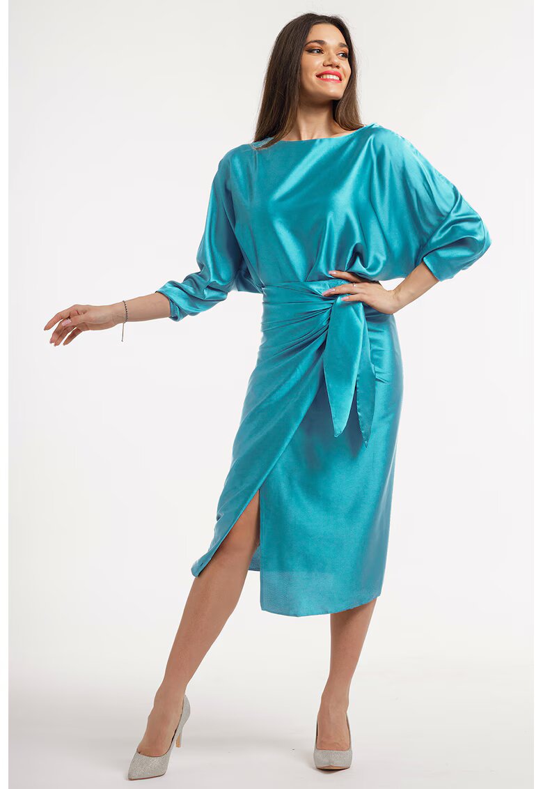 CAMISSI Rochie petrecuta cu slit pe partea din fata - Turcoaz