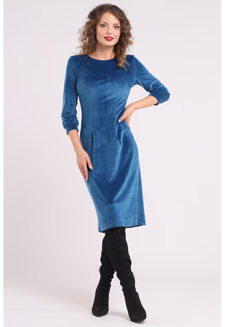 CAMISSI Rochie uni cu maneci lungi - Albastru pastel