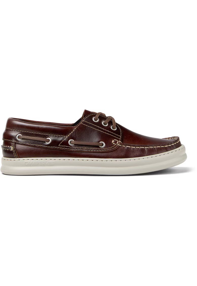 Camper Pantofi boat de piele Runner Four - Maro