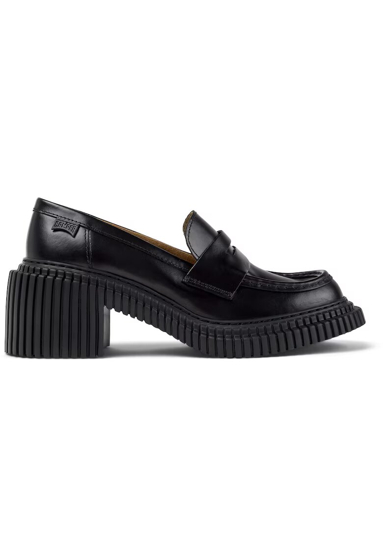 Camper Pantofi loafer din piele cu toc masiv Pix London - Negru