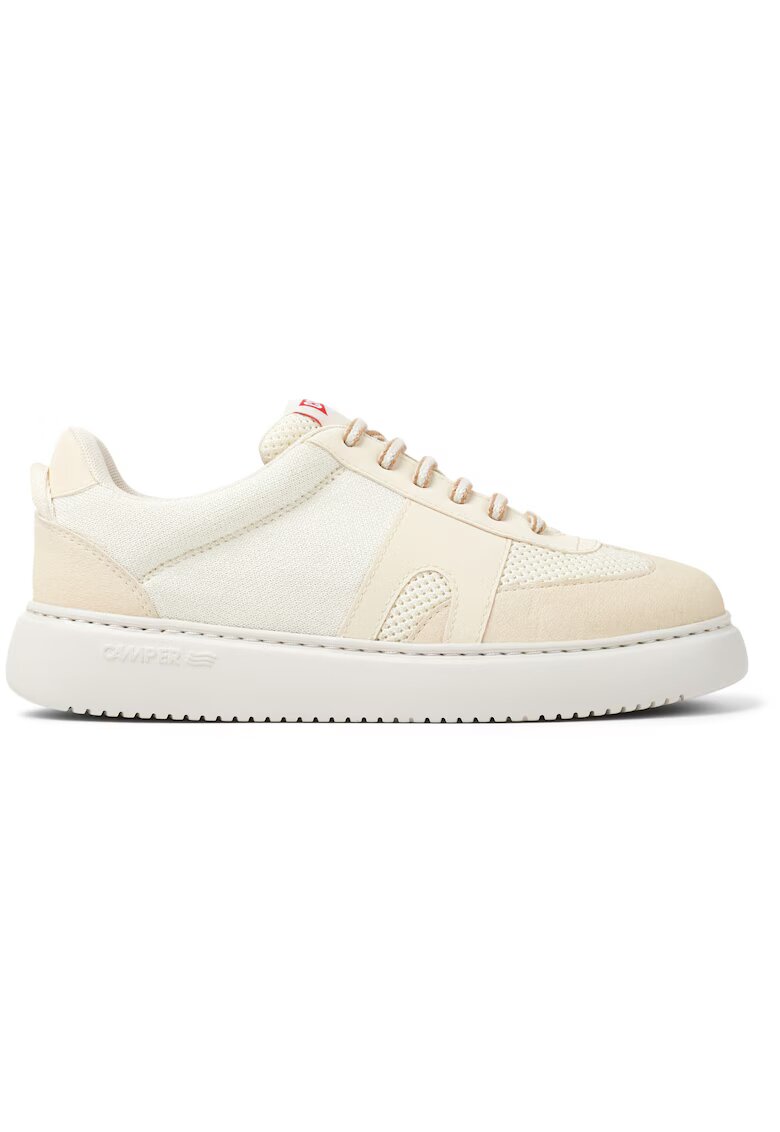 Camper Pantofi sport cu insertii de piele nabuc Runner - Alb murdar/Crem