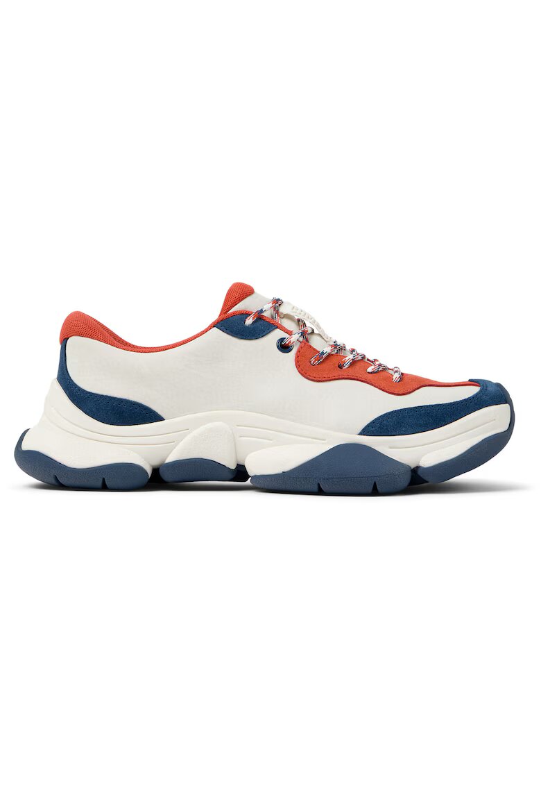 Camper Pantofi sport cu piele si garnituri din piele nabuc Karst 2 - Alb/Albastru