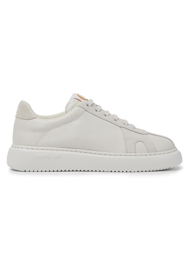 Camper Pantofi sport din piele nabuc Runner K21 - Alb/Alb fildes