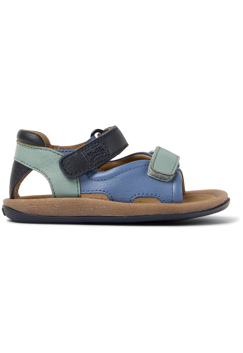 Camper Sandale din piele cu inchidere velcro Bicho - Verde pal/Albastru