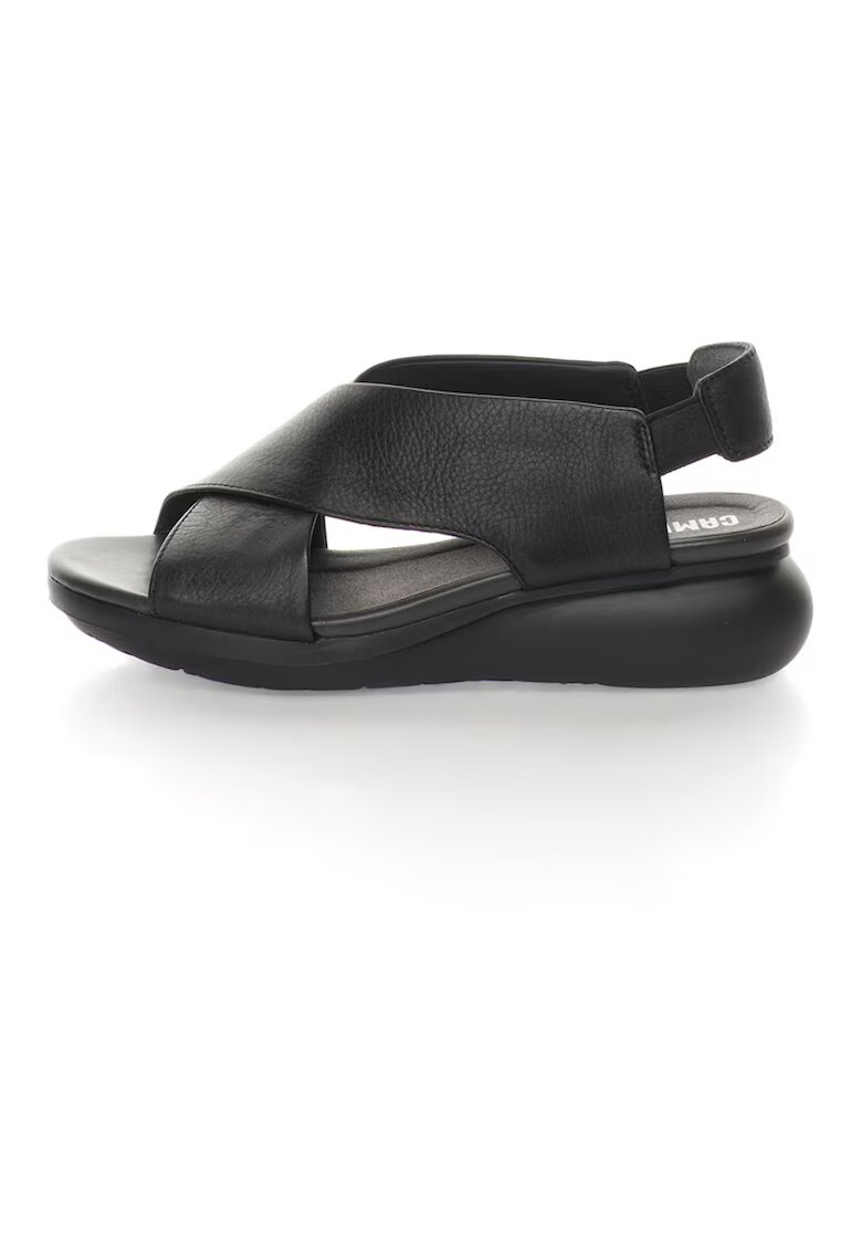 Camper Sandale slingback - cu platforma - de piele Balloon - Negru