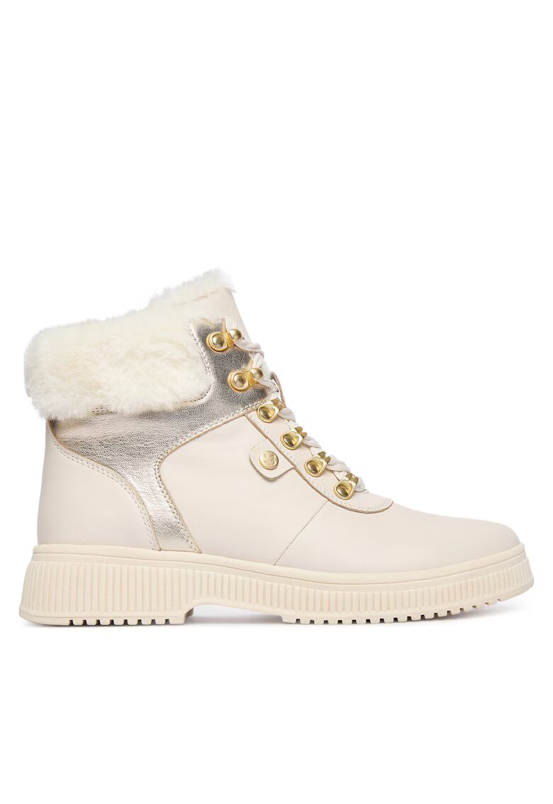 Caprice Ghete dama Offwhite Comb 199 - piele naturala - alb