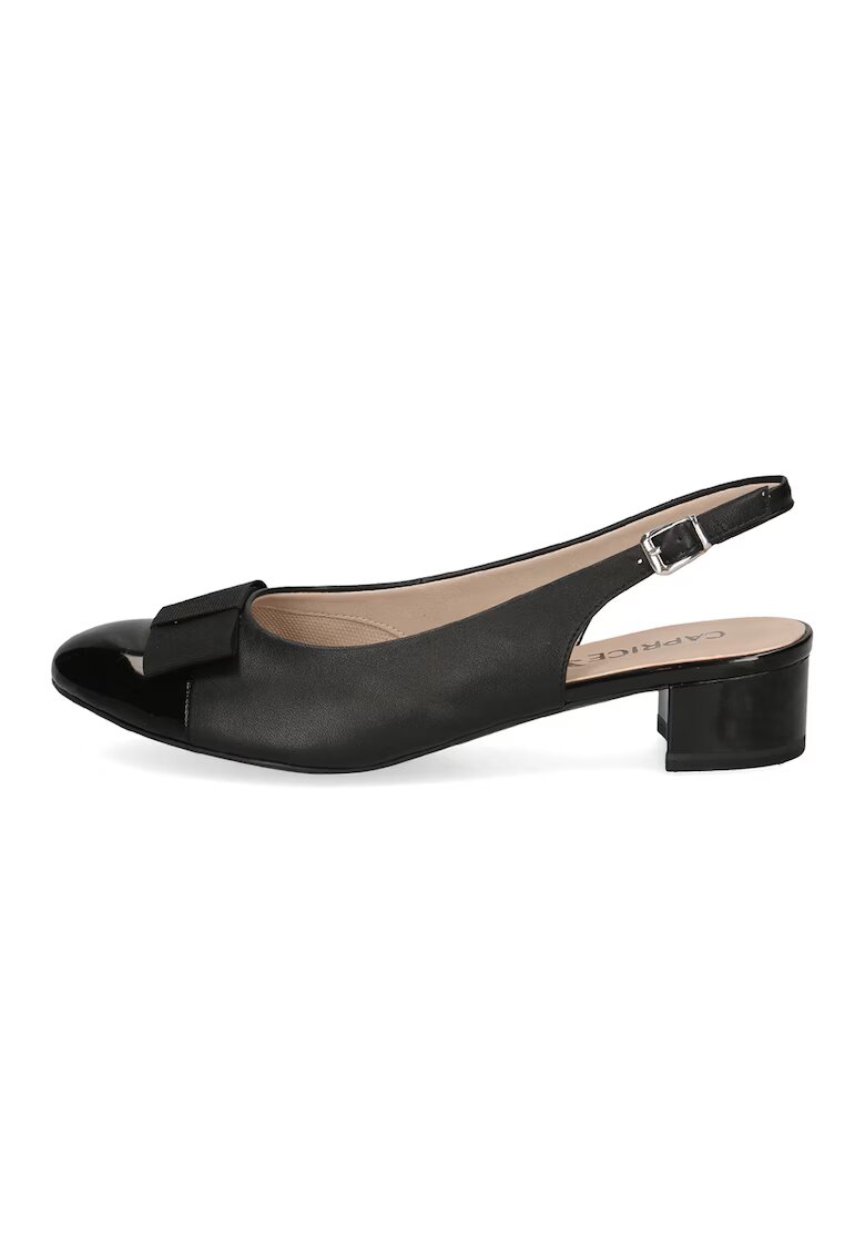 Caprice Pantofi slingback din piele si piele ecologica - Negru