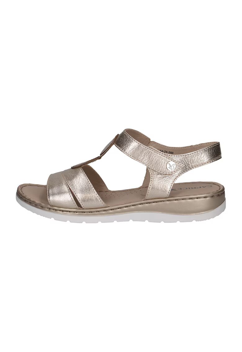 Caprice Sandale din piele cu inchidere velcro - Auriu/Maro deschis