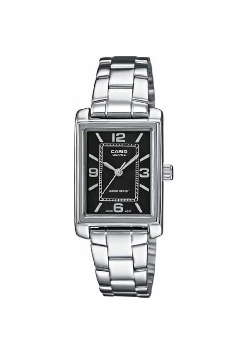 Casio Ceas dama analog - bratara otel inoxidabil - cadran negru - 21x7.4mm