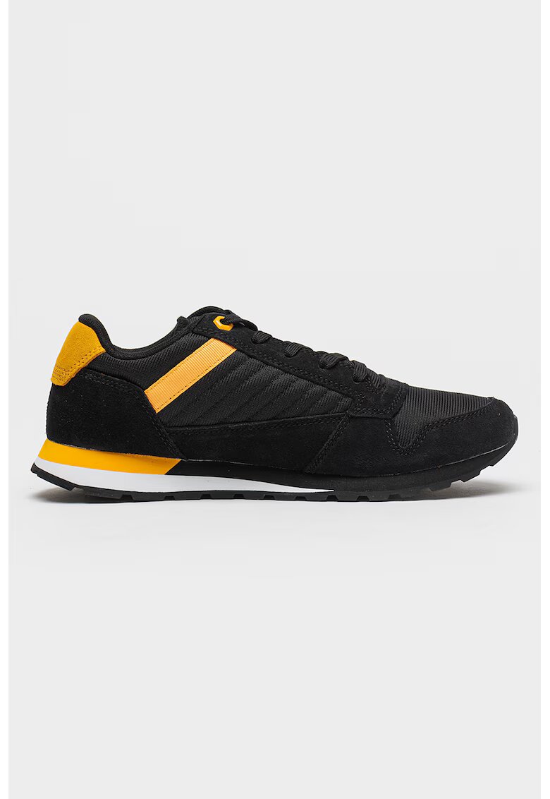 CAT Pantofi sport din piele intoarsa si material textil cu logo - Negru/Portocaliu