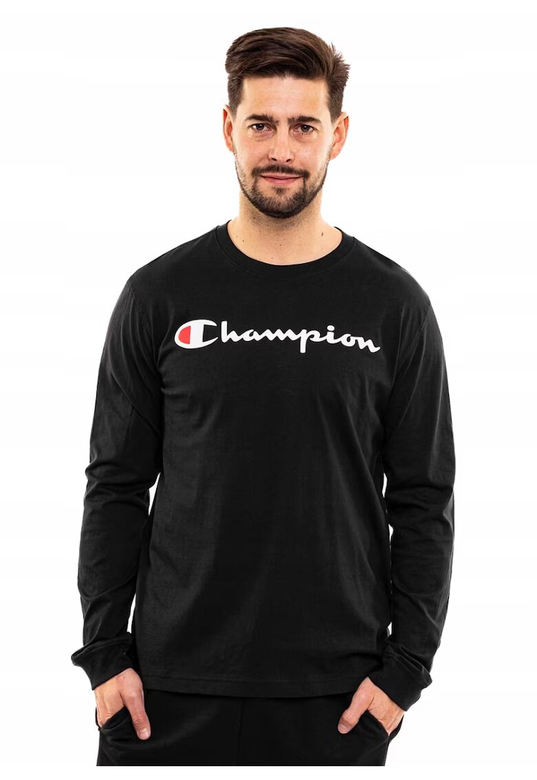 Champion Bluza cu imprimeu logo si decolteu la baza gatului
