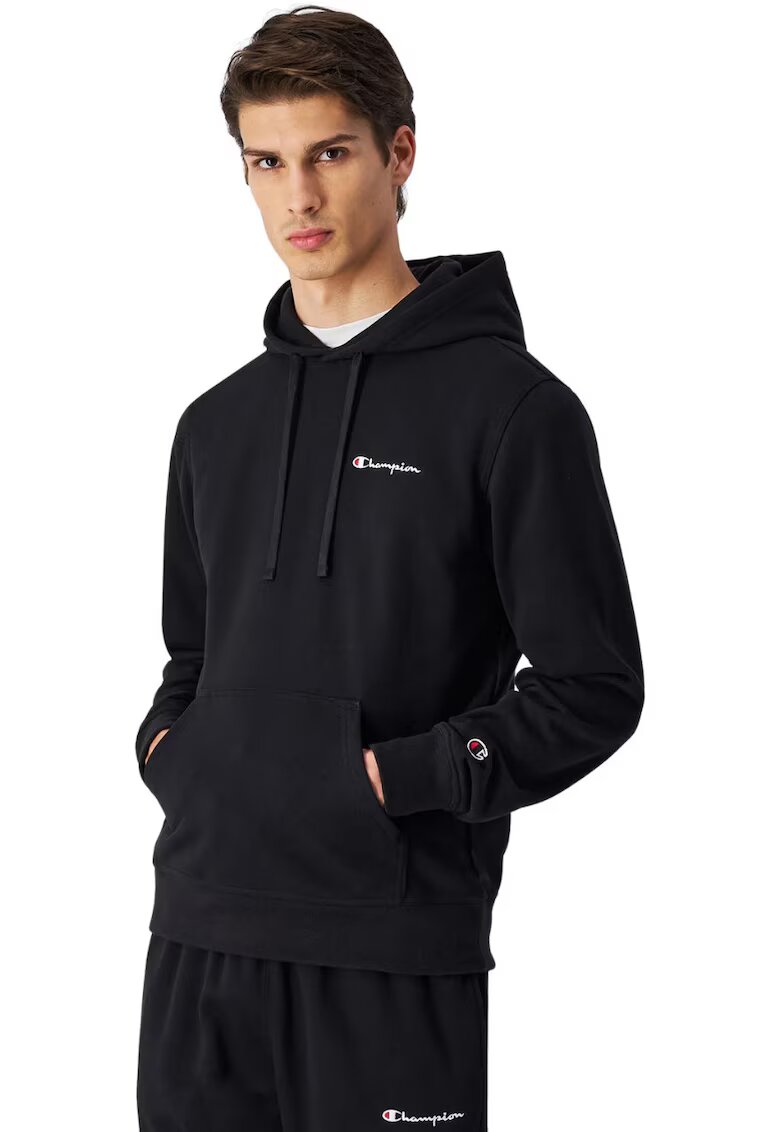 Champion Hanorac barbati negru - croiala slim - gluga integrata - bumbac