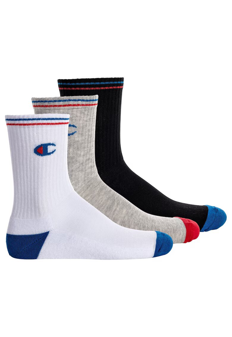 Champion Set de sosete lungi unisex - 3 perechi - Alb/Negru