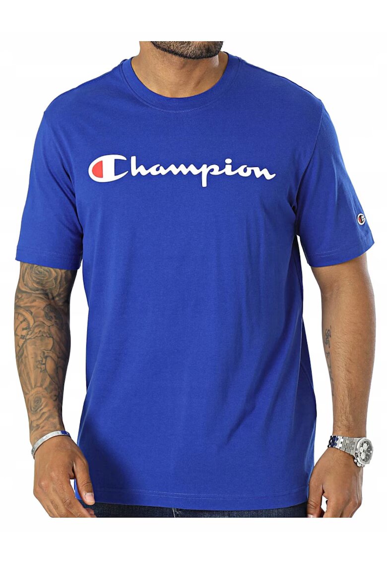 Champion Tricou barbatesc bumbac - albastru - imprimeu logo - maneca scurta