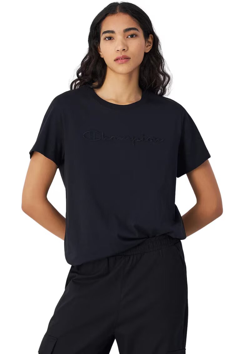 Champion Tricou dama negru - bumbac - croiala slim - decolteu rotund