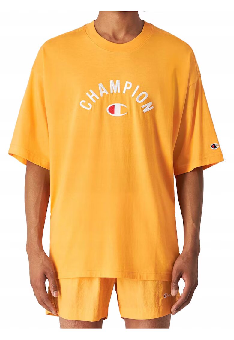 Champion Tricou lejer cu imprimeu logo si maneci cazute