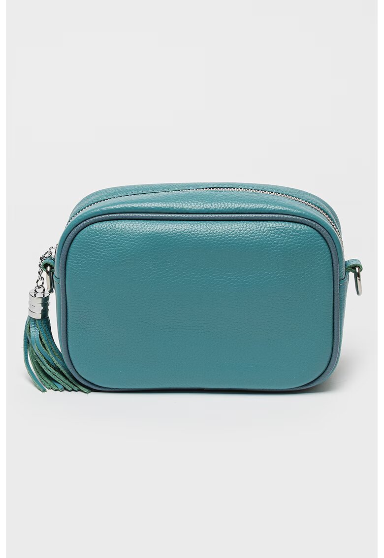 Chiara Canotti Geanta crossbody din piele cu accesoriu canaf - Albastru lavanda