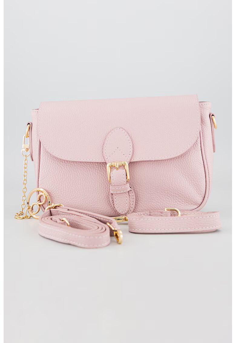 Chiara Canotti Geanta crossbody din piele cu accesoriu logo detasabil - Lila