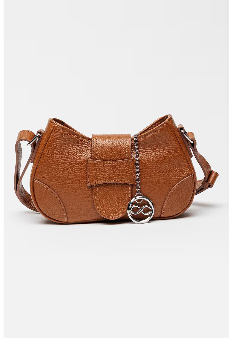 Chiara Canotti Geanta crossbody din piele cu inchidere cu clapa - Maro scortisoara