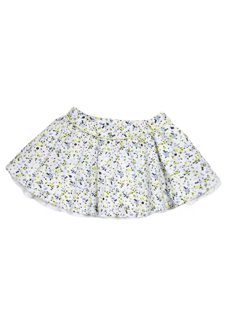 Chicco Fusta fetita alb - bumbac - model floral - croiala evazata - talie elastica