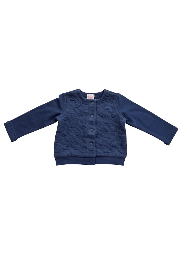 Chicco Pulover fetita bleumarin - bumbac si poliester - cu inchidere cu capse - model cu inimioare